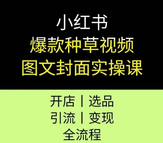 小红书爆款种草视频图文封面实操课，开店、选品、引流、变现全流程-云商网创