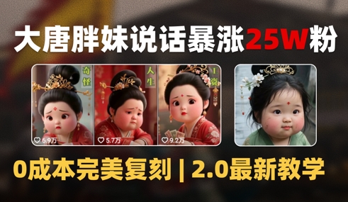 AI大唐胖贵妃说话2.0，40条视频暴涨40w粉，附独家变现攻略-云商网创