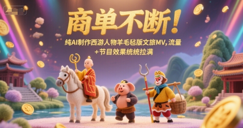 商单不断！纯AI制作西游人物羊毛毡版文旅MV，流量+节目效果统统拉满-云商网创
