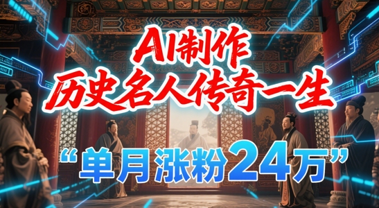 暴力起号！用AI制作历史名人传奇一生，单月涨粉24W，涨粉+变现赛道黑马来了-云商网创