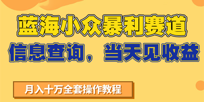 蓝海小众暴利赛道，信息查询，当天见收益，不讲玄学，7天搞了2万+-云商网创