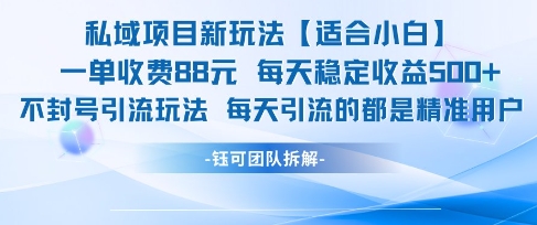 私域项目新玩法【适合小白】 一单收费88.每天稳定收益几张-云商网创