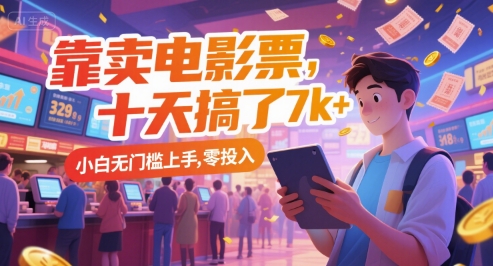 靠卖电影票，十天搞了7k+，小白无门槛上手，零投入【揭秘】-云商网创