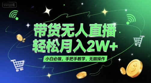 带货无人直播，轻松月入2W+，小白必做，手把手教学，无脑操作(附学习资料)-云商网创