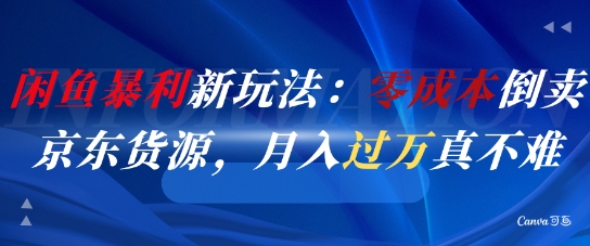 闲鱼暴利新玩法：零成本倒卖京东货源，月入过1W真不难-云商网创
