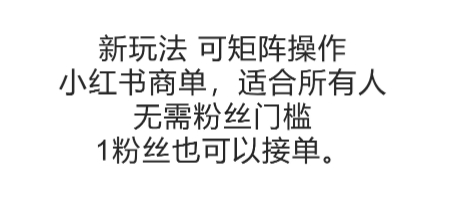 可矩阵操作，小红书商单新玩法，适合所有人，无需粉丝门槛，1粉丝也可以接单-云商网创