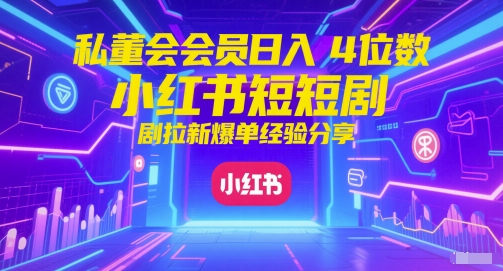 私董会会员日入4位数小红书红果短剧拉新爆单经验分享-云商网创