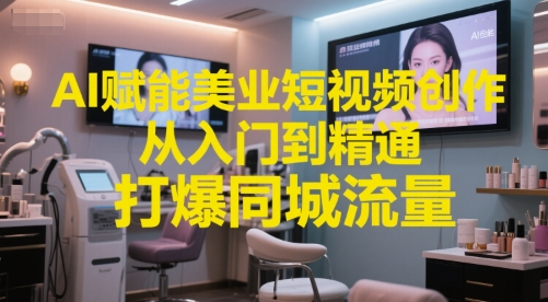 AI赋能美业短视频创作，从入门到精通，打爆同城流量，超级AI工具短视频实操落地-云商网创