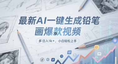 最新AI一键生成铅笔画爆款视频，多平台分发，日 入1k+，小白轻松上手【揭秘】-云商网创