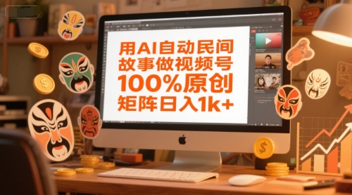 用AI自动民间故事做视频号，100%原创，矩阵日入1k+-云商网创
