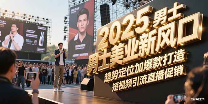 2025男士美业新风口，趋势定位加爆款打造，短视频引流直播促销-云商网创