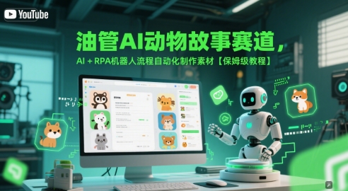 油管AI动物故事赛道，AI+RPA机器人流程自动化制作素材【保姆级教程】-云商网创