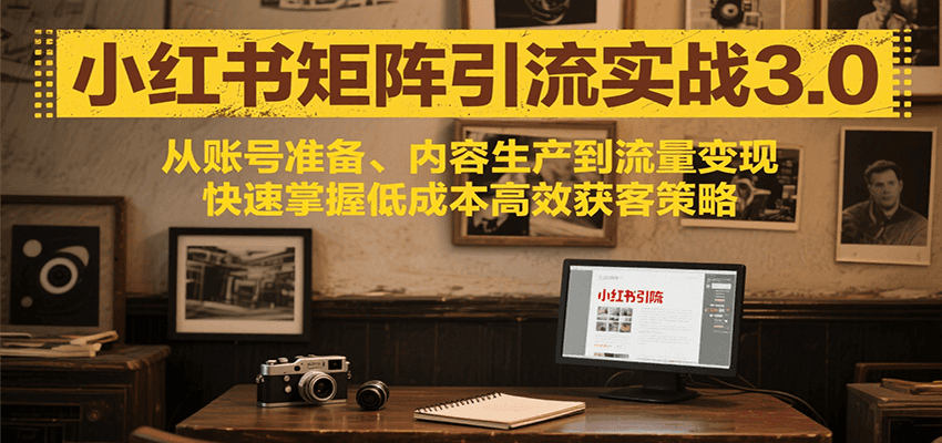 小红书矩阵引流3.0，从账号准备、内容生产到流量变现，快速掌握低成本高效获客策略-云商网创