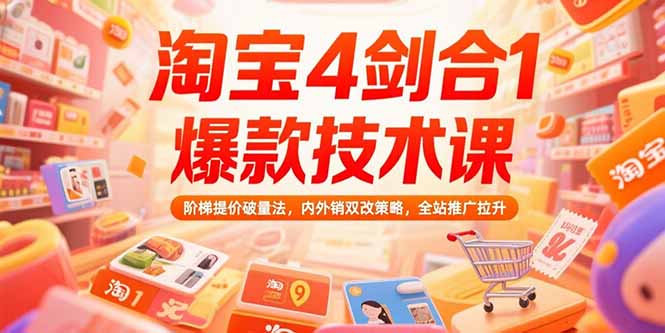 （15415期）淘宝4剑合1爆款技术课73期：阶梯提价破量法，内外销双改策略 全站推广拉升-云商网创