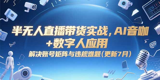 （15280期）半无人直播带货实战，AI音咖+数字人应用 解决账号矩阵与违规难题(更新7月)-云商网创