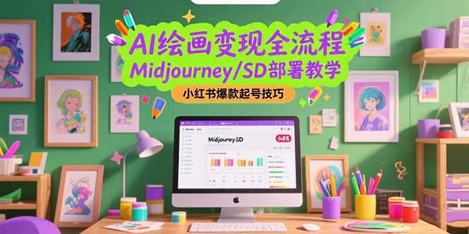 （15324期）AI绘画变现全流程，Midjourney/SD部署教学，小红书爆款起号技巧-云商网创