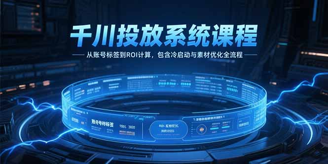 （15263期）千川投放系统课程，从账号标签到ROI计算，包含冷启动与素材优化全流程-云商网创