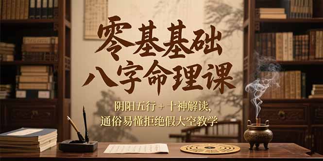 （15283期）零基础八字命理课，阴阳五行+十神解读，通俗易懂拒绝假大空教学-云商网创