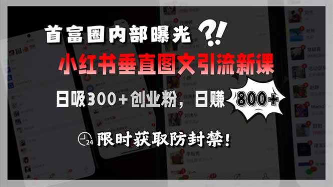 （15313期）首富圈内部曝光小红书垂直图文引流新课，日吸300+创业粉，日赚800+，限…-云商网创