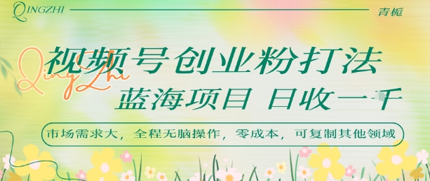 视频号创业粉打法，日入1k，蓝海项目，市场需求大，全程无脑操作，可复制-云商网创