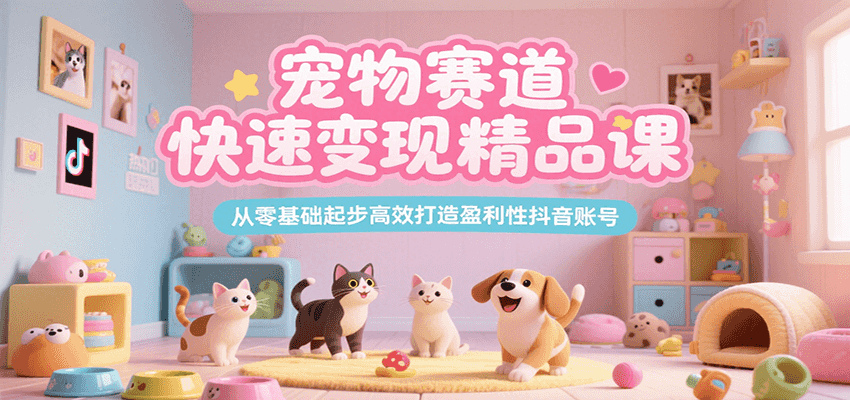 宠物赛道快速变现精品课，从零基础起步高效打造盈利性抖音账号-云商网创