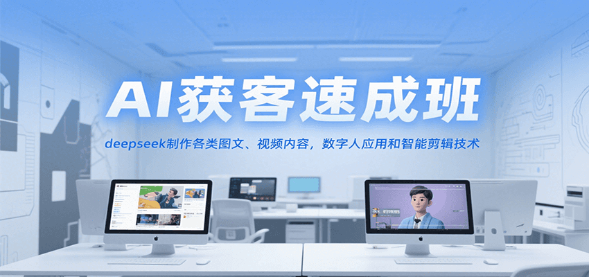 AI获客速成班，deepseek制作各类图文、视频内容，数字人应用和智能剪辑技术-云商网创