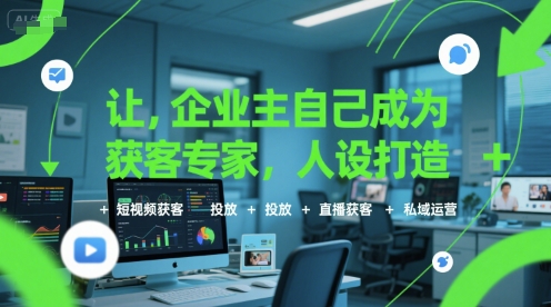 让企业主自己成为获客专家，人设打造+短视频获客+投放+直播获客+私域运营-云商网创