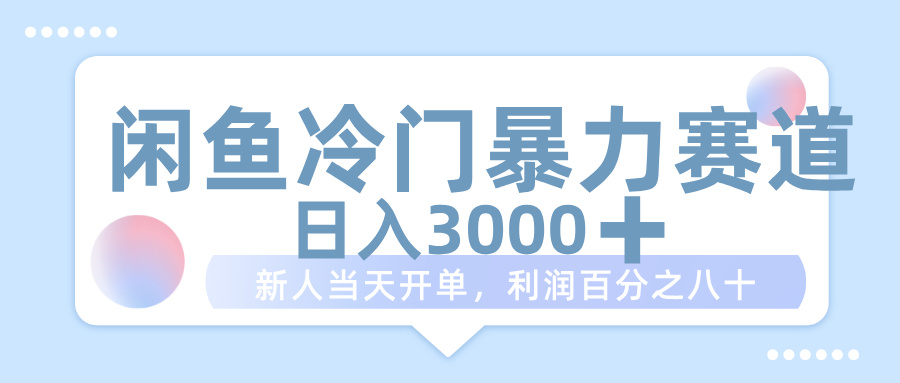 闲鱼冷门暴力赛道，一单 80%利润，新人轻松日入 1000+-云商网创