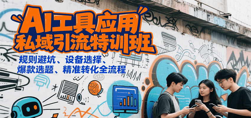 AI工具应用私域引流特训班，规则避坑、设备选择、爆款选题、精准转化全流程-云商网创