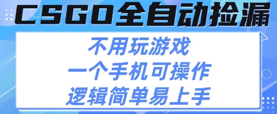 CSGO自动捡漏项目，最新独家玩法，不用挂G不用玩游戏，一个手机即可操作，新手小白轻松月入1W+【揭秘】-云商网创