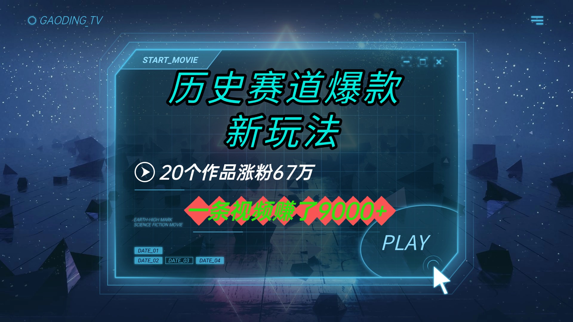20个作品涨粉67万，一条视频赚了9000+，历史赛道爆款新玩法-云商网创