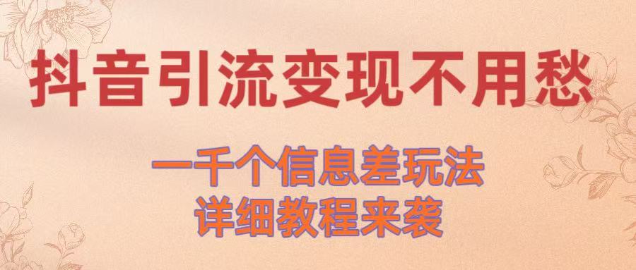 抖音引流变现不用愁！一千个信息差玩法详细教程来袭-云商网创
