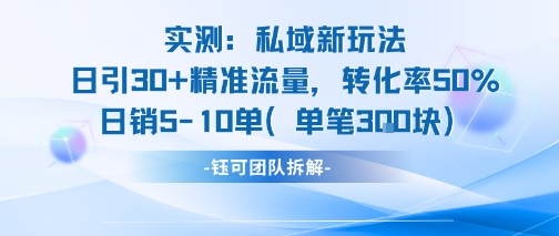 实测私域新玩法日引30加精准流量转化率50%日销5-10单每笔3张-云商网创