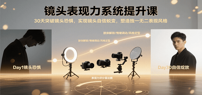 镜头表现力系统提升课，30天突破镜头恐惧实现自信蜕变，塑造独一无二表现风格-云商网创