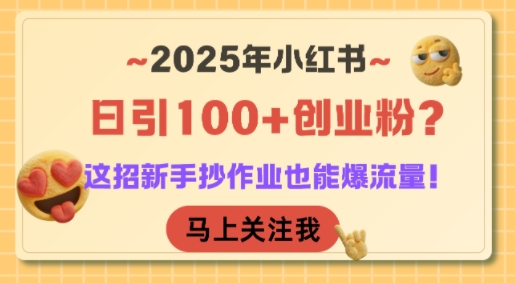 2025年小红书日引100+创业粉？这招新手抄作业也能爆流量！-云商网创