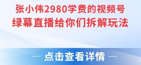 张小伟2980付费额视频号绿幕直播给你们拆解玩法-云商网创