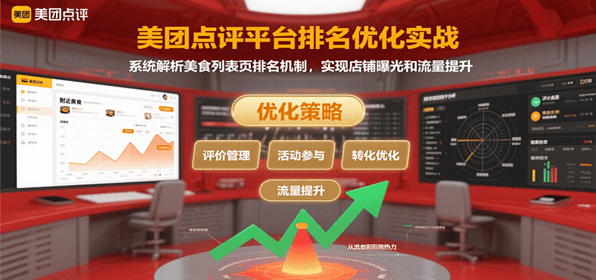 美团点评平台排名优化实战，系统解析美食列表页排名机制，实现店铺曝光和流量提升-云商网创