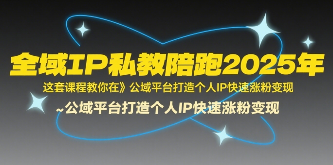 全域IP私教陪跑2025年，这套课程教你在​公域平台打造个人IP快速涨粉变现-云商网创