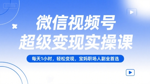 微信视频号超级变现实操课，每天1小时，轻松变现，宝妈职场人副业首选-云商网创