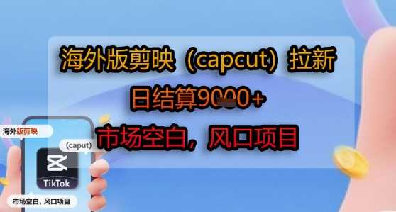 海外版剪映(capcut)拉新，日结算1k+，市场空白，风口项目-云商网创