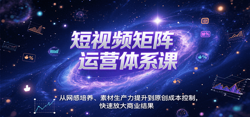 短视频矩阵运营体系课，从网感培养、素材生产力提升到原创成本控制，快速放大商业结果-云商网创
