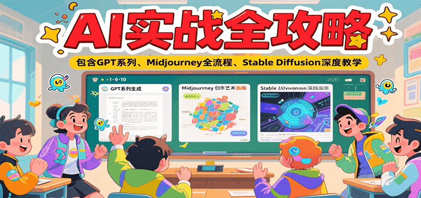 AI实战全攻略，包含GPT系列、Midjourney全流程、Stable Diffusion深度教学-云商网创