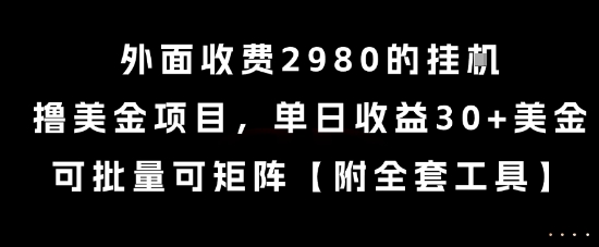 外面收费2980的挂G撸美金项目，单日收益30+美金，可批量可矩阵【揭秘】-云商网创