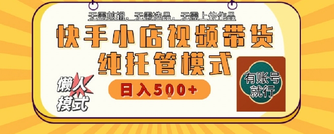 快手小店托管代运营，无需剪辑，无需选品，无需上传作品，全程无需操作，轻松月入5k+【揭秘】-云商网创