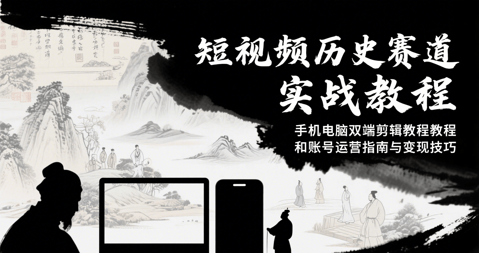短视频历史赛道实战教程，手机电脑双端剪辑教程和账号运营指南与变现技巧-云商网创