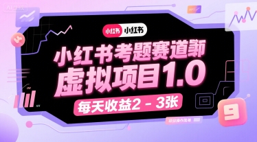 小红书考题赛道虚拟项目1.0，项目操作简单，每天收益2-3张-云商网创
