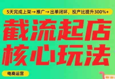 淘宝截流快速起店玩法，掌握暴力快速起店的流程，5天完成上架-推广-出单闭环-云商网创