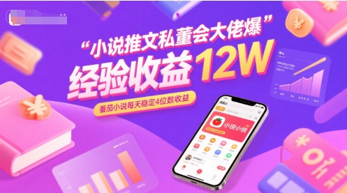 小说推文私董会大佬爆单经验分享收益12W，番茄小说每天稳定4位数收益-云商网创