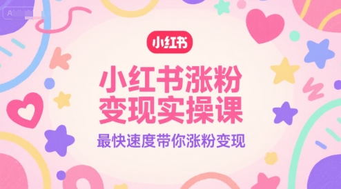 小红书涨粉变现实操课，最快速度带你涨粉变现-云商网创