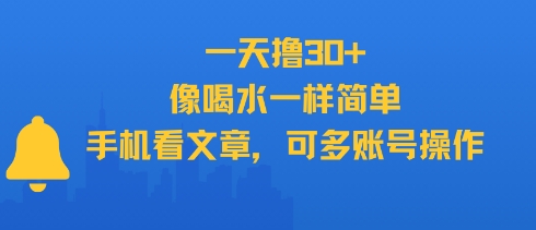 一天撸30+，像喝水一样简单，手机看文章，可多账号操作-云商网创